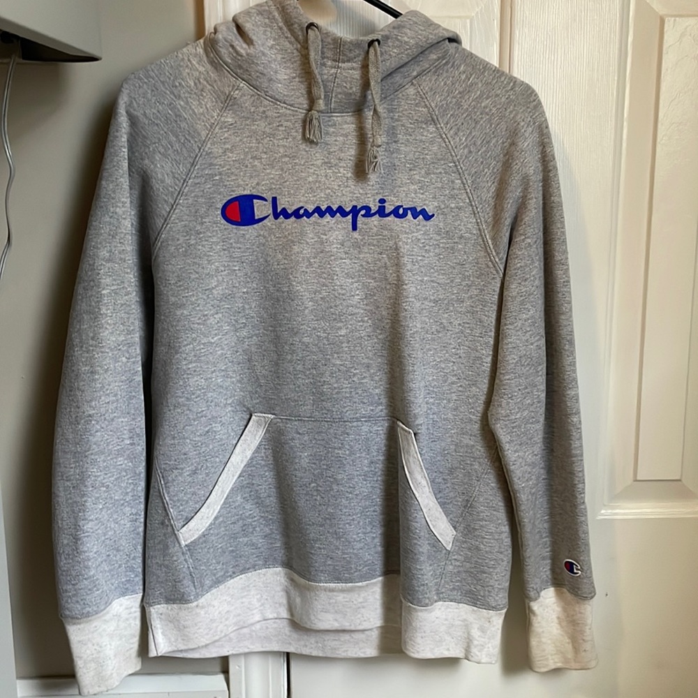 Medium, grey, Champion hoodie.
